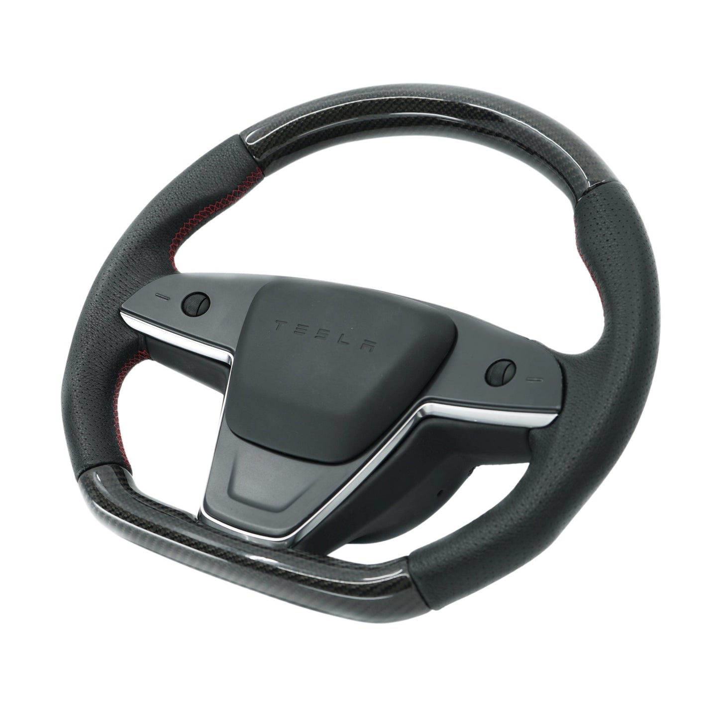 Plaid Round Steering Wheel Replacement for Tesla Model S / X 2021-2025
