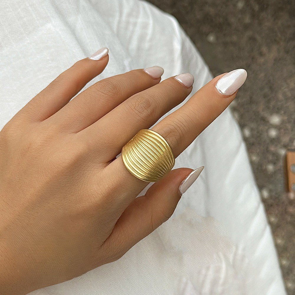 Matte Gold Electroplate Cuff Ring 012b