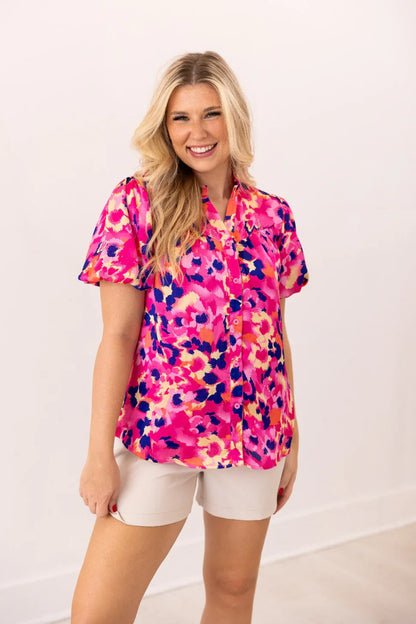 Pink & Purple Leopard Blouse