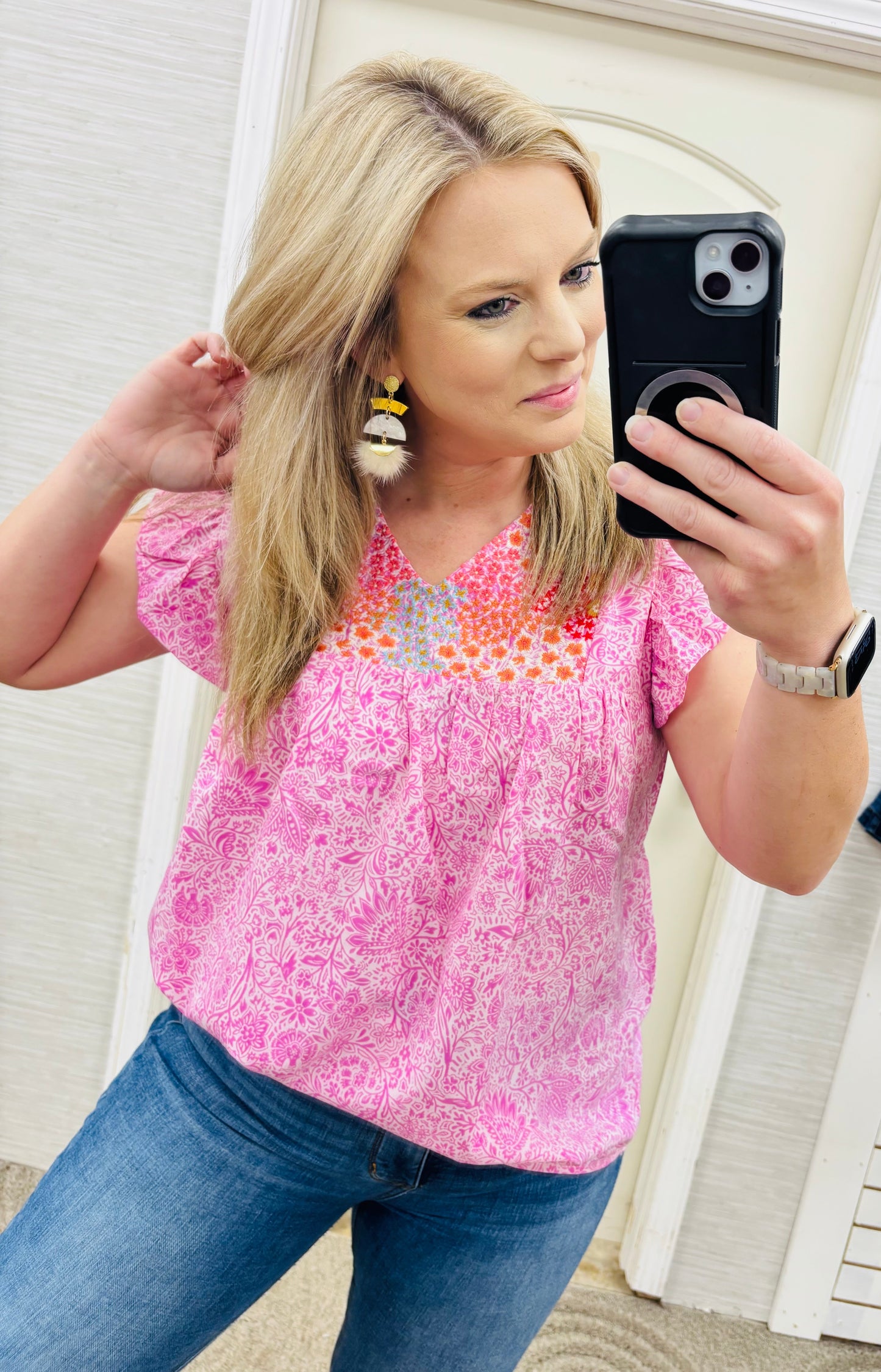 Pink Party Embroidery Blouse
