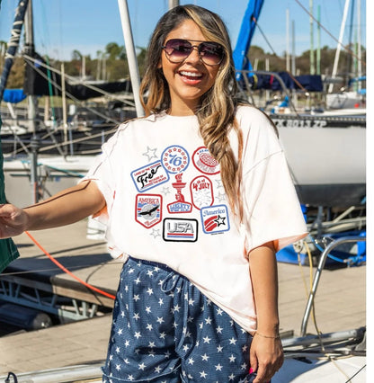 White USA Patches Top