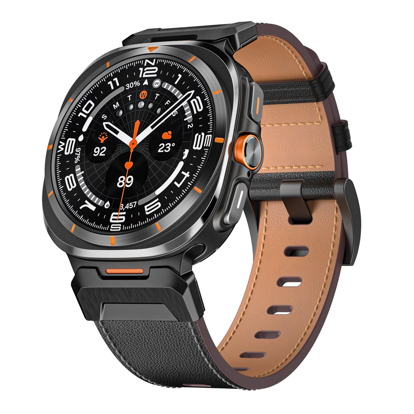 Mecha Bezel Leather Strap for Galaxy Watch 20mm