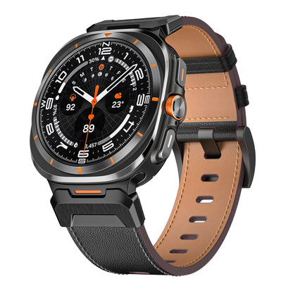 Mecha Bezel Leather Strap for Galaxy Watch 20mm