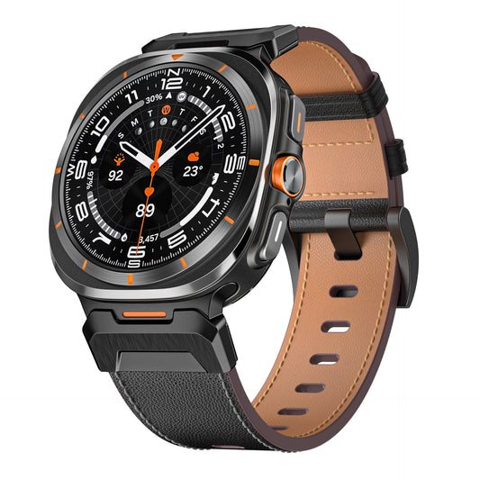 Mecha Bezel Leather Strap for Galaxy Watch 20mm