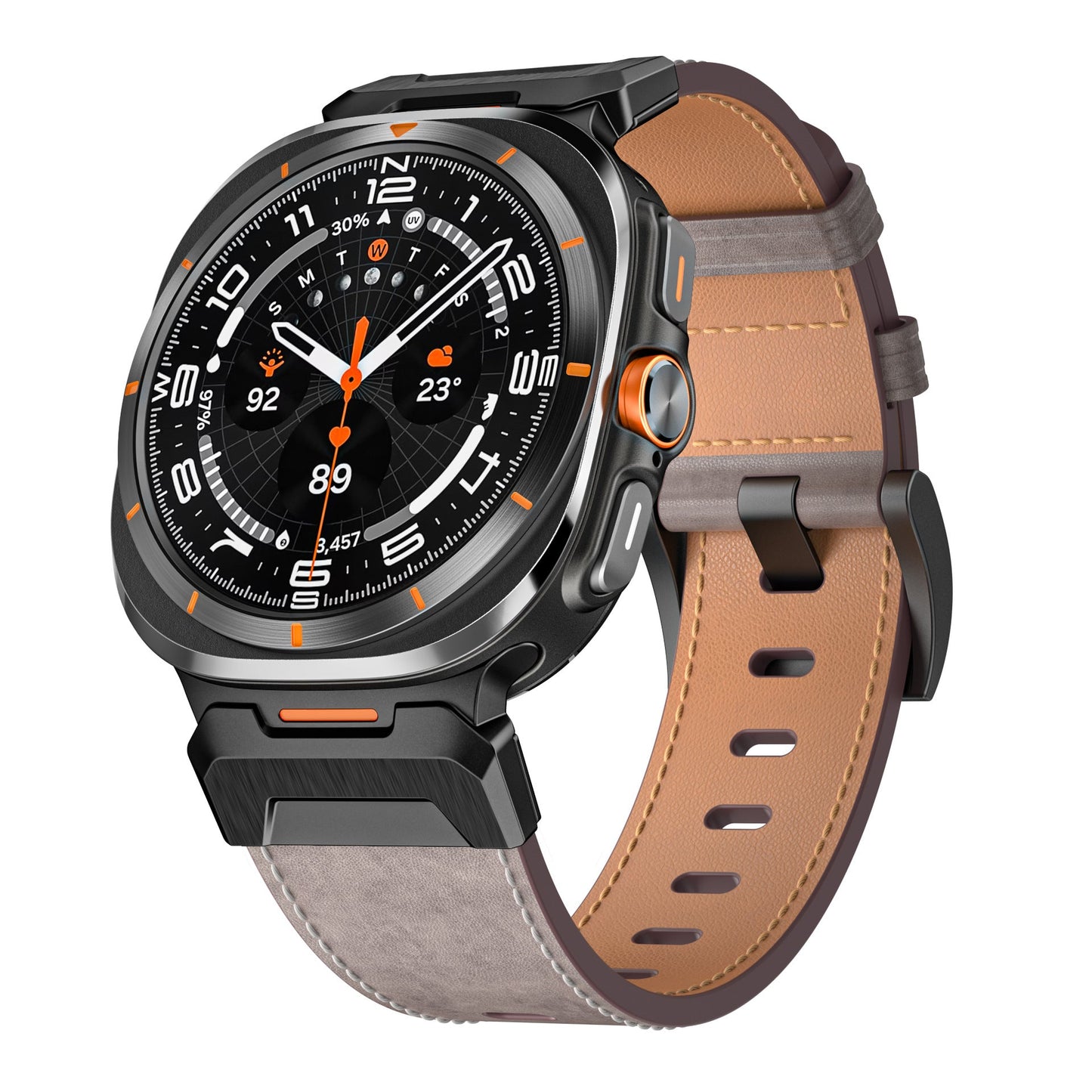 Mecha Bezel Leather Strap for Galaxy Watch 20mm
