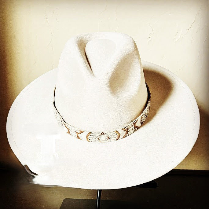 **Gold Aztec Embossed Leather Hat Band Only 951y