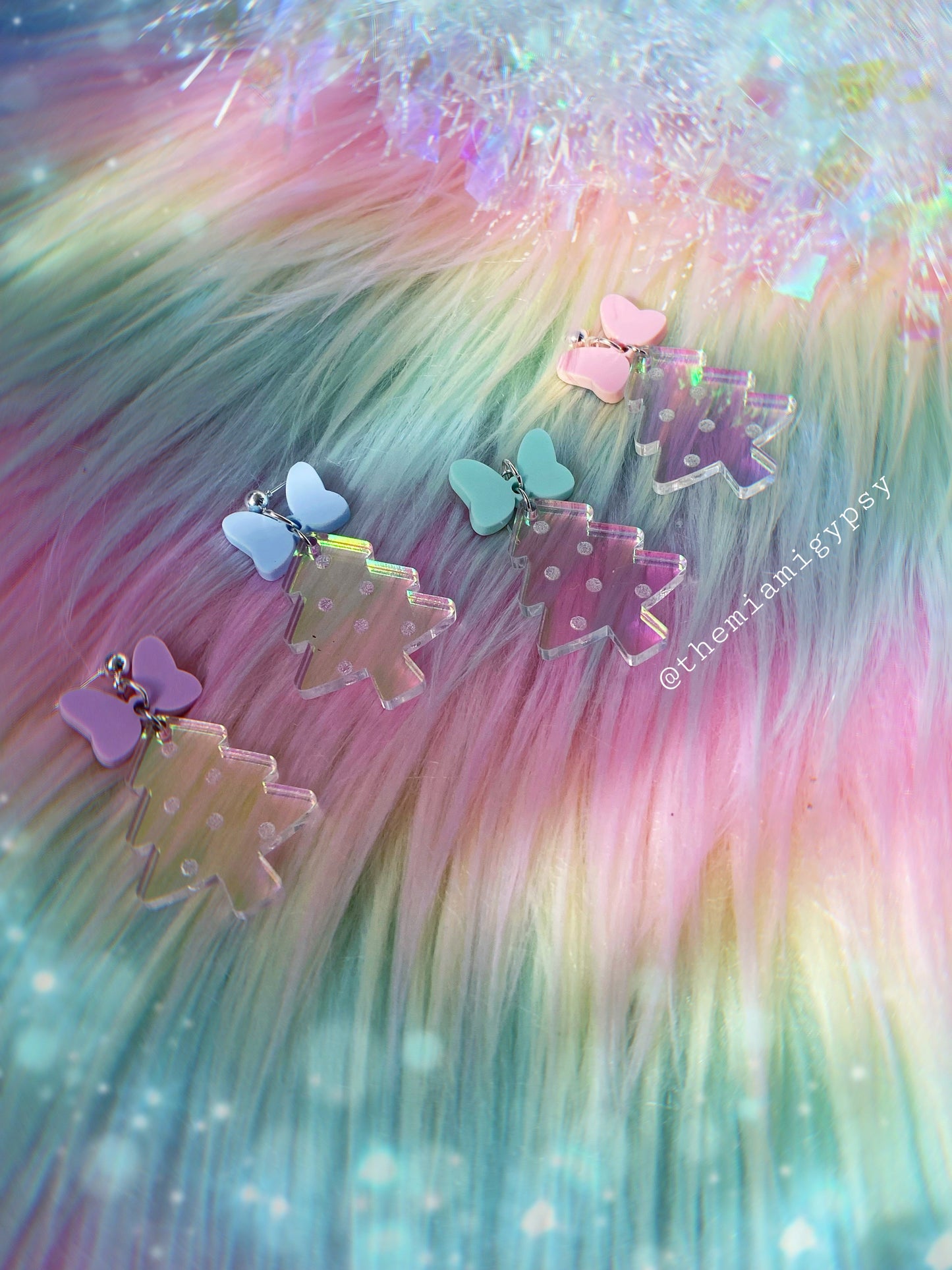 Iridescent Christmas Tree Earrings