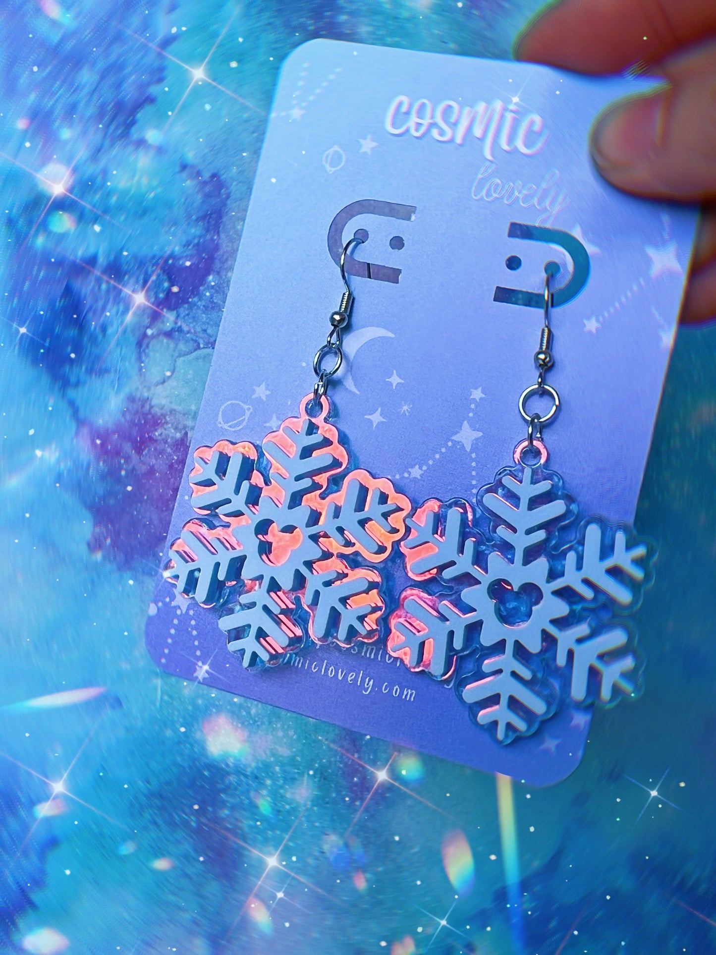 Mouse Snowflake Christmas Earrings