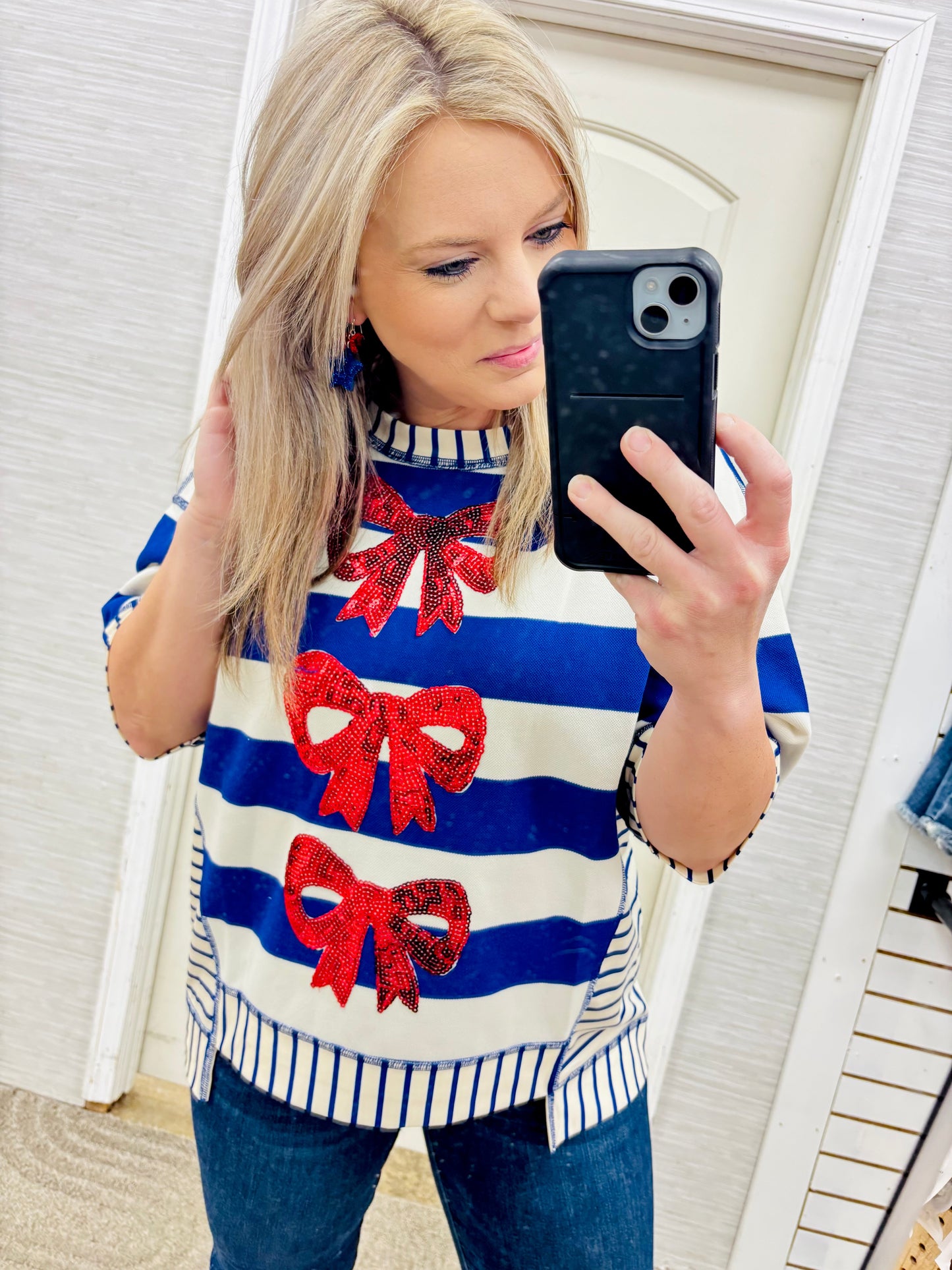 Blue Freedom Bows Top