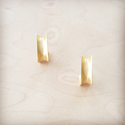 Matte Gold Square Hoop Earrings 200e