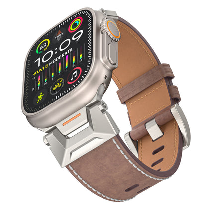 Mecha-Inspired Vintage Leather Band for Apple Watch