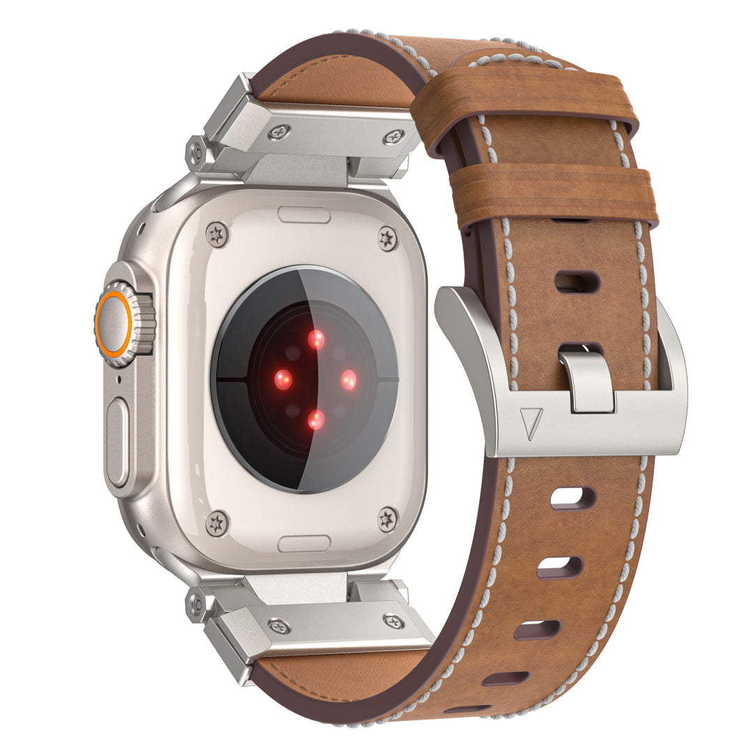Mecha-Inspired Vintage Leather Band for Apple Watch