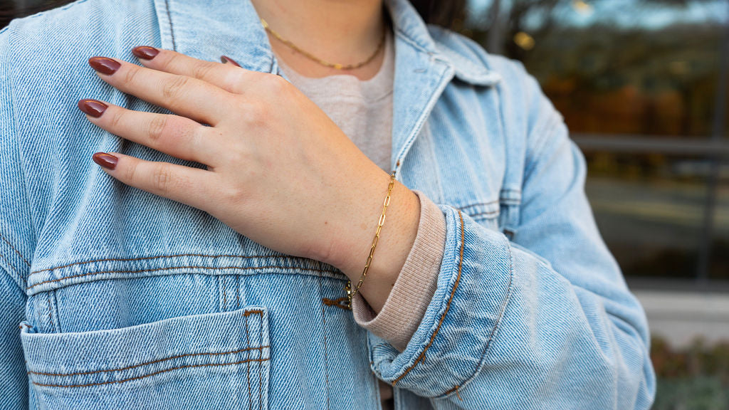 Luxe Gold Delicate Paper Clip Bracelet