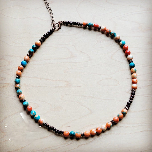 Multi-Colored Turquoise Beaded Collar Necklace 248L