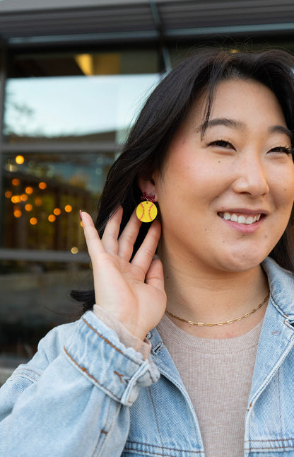 Bow Softball Earrings