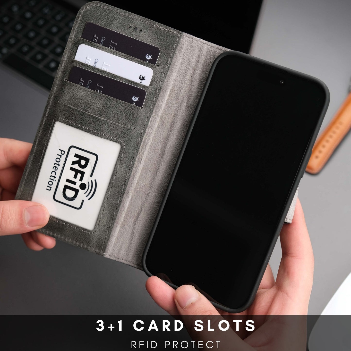 Casper Leather iPhone 15 Plus Wallet Case | Detachable MagSafe Compatible RFID Protection