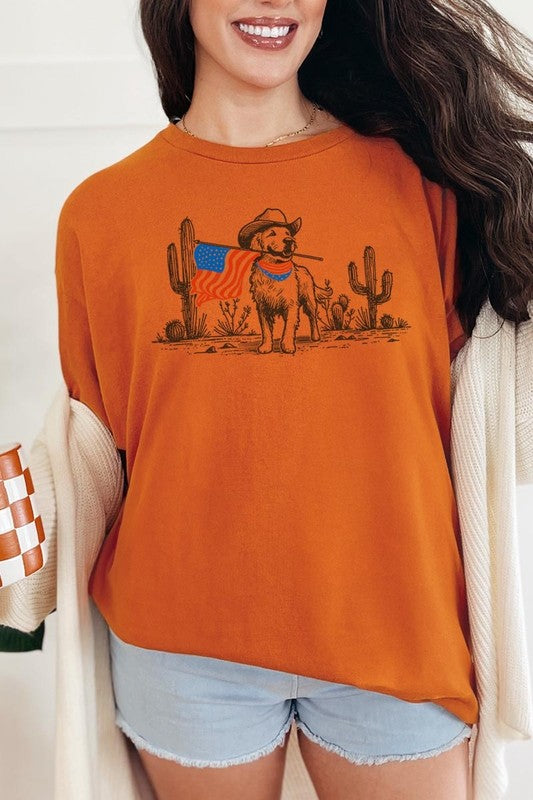 American Cowboy Dog Graphic Plus Heavy Cotton Tee