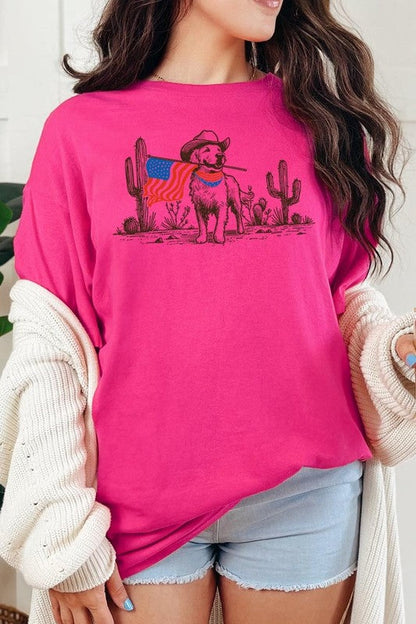 American Cowboy Dog Graphic Plus Heavy Cotton Tee