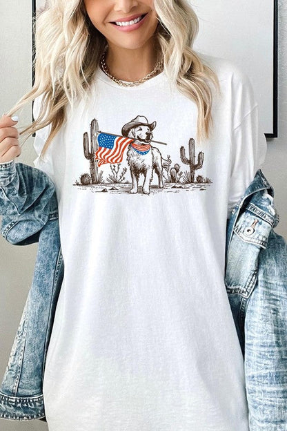 American Cowboy Dog Graphic Plus Heavy Cotton Tee