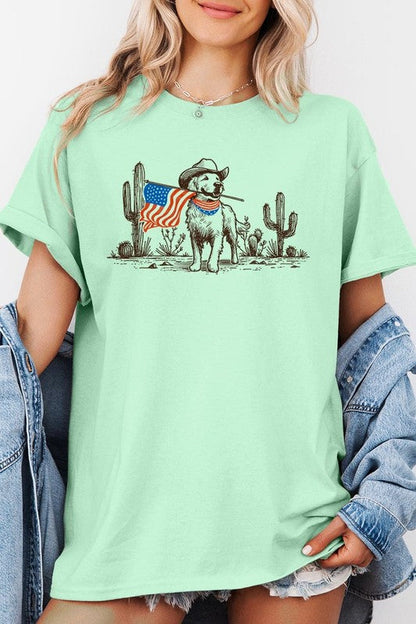 American Cowboy Dog Graphic Plus Heavy Cotton Tee