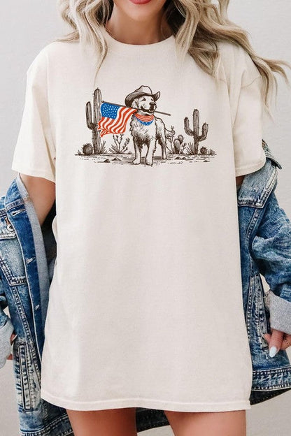 American Cowboy Dog Graphic Plus Heavy Cotton Tee