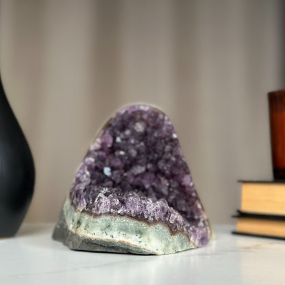 Amethyst cluster with incredible shine and huge crystals, Semi precious gemstones