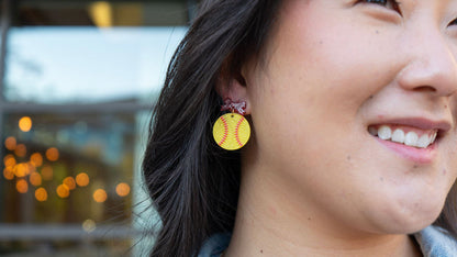 Bow Softball Earrings