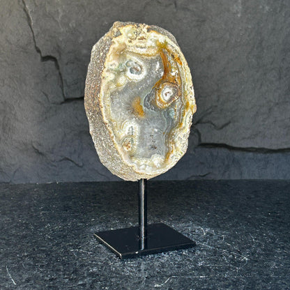 Agate and Jasper Slice with metallic base included, Large Brown Agate Geode, 100% Natural Colors