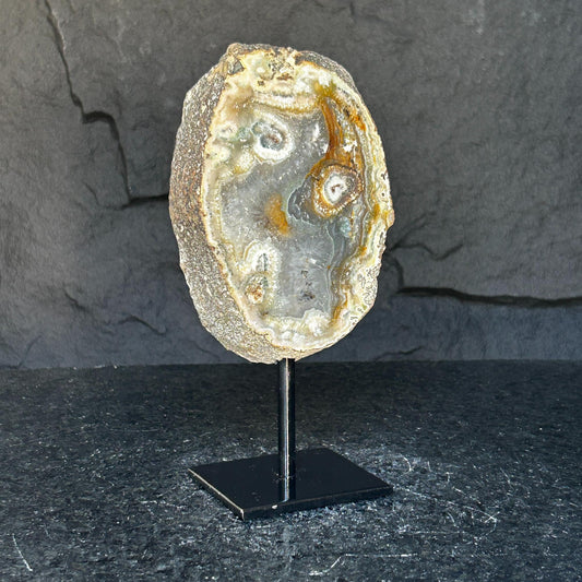 Agate and Jasper Slice with metallic base included, Large Brown Agate Geode, 100% Natural Colors