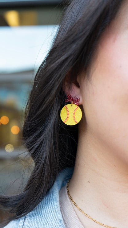 Bow Softball Earrings