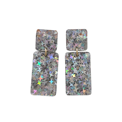 Ida Earrings - Silver Glitter