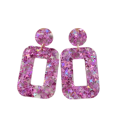 Margot Earrings - Pink Glitter