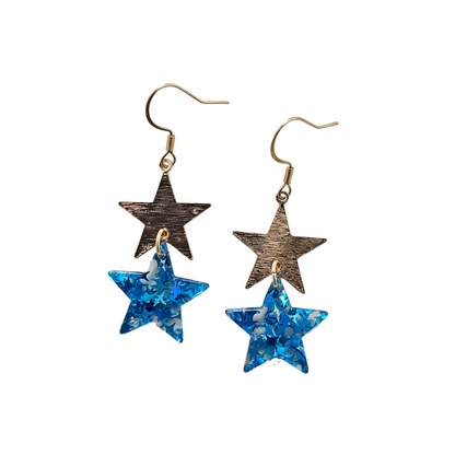 Starry Earrings - Blue Glitter