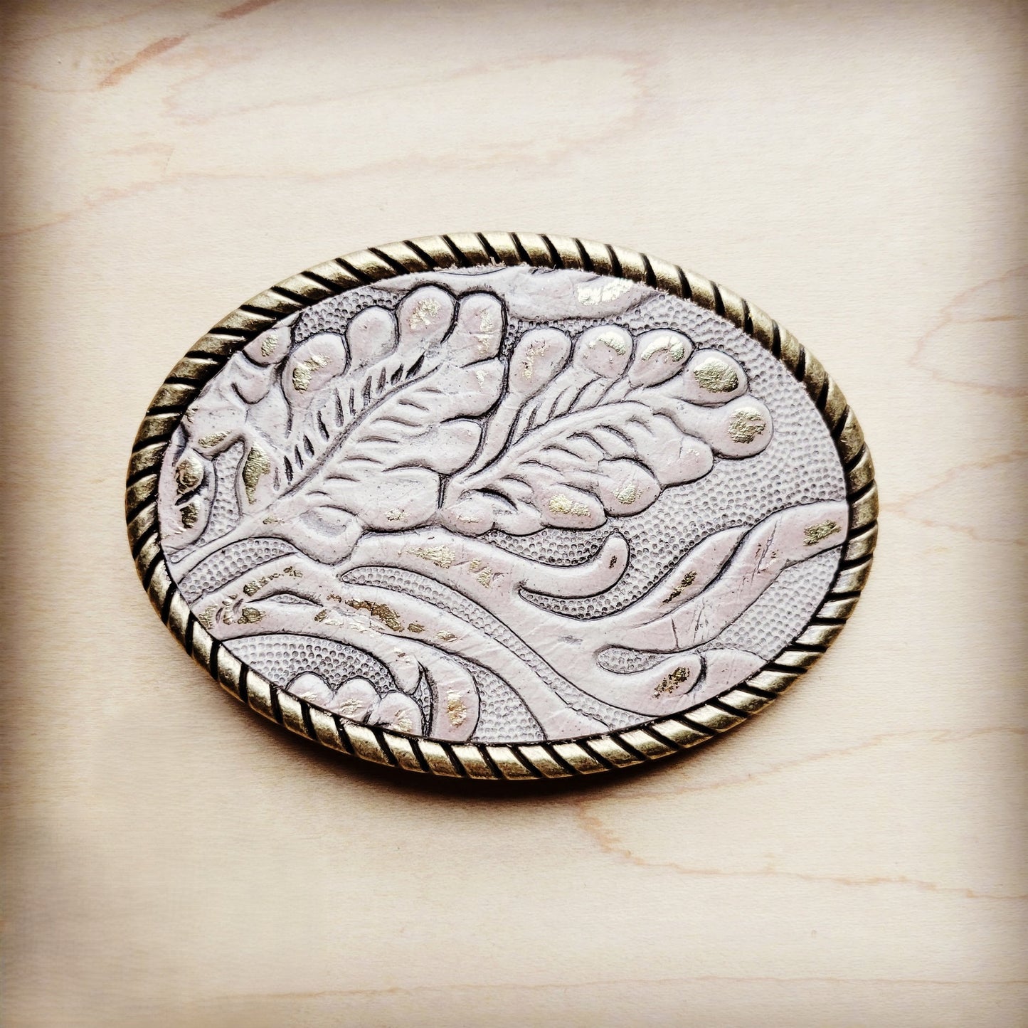 Rope Edge Gilded Cowboy Leather Belt Buckle 902v