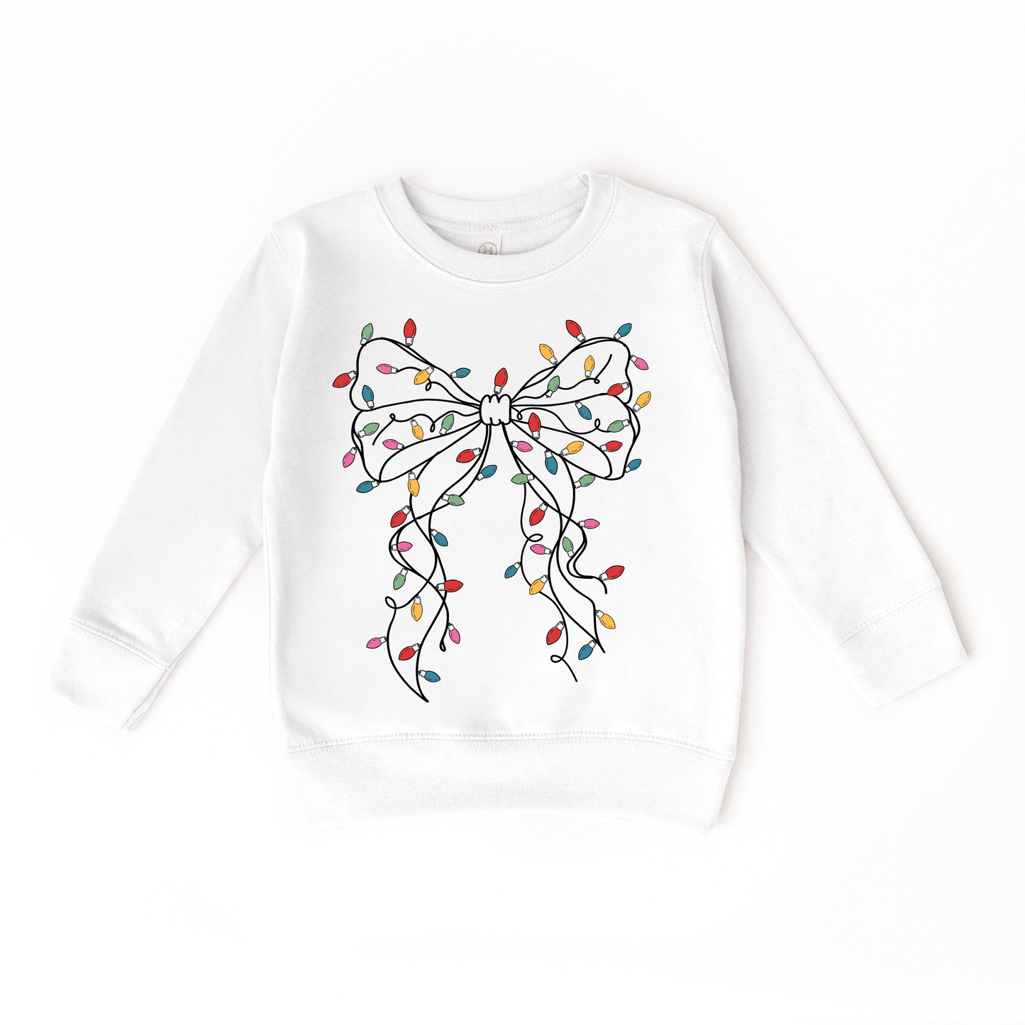 Coquette Bow Christmas Lights Sweater