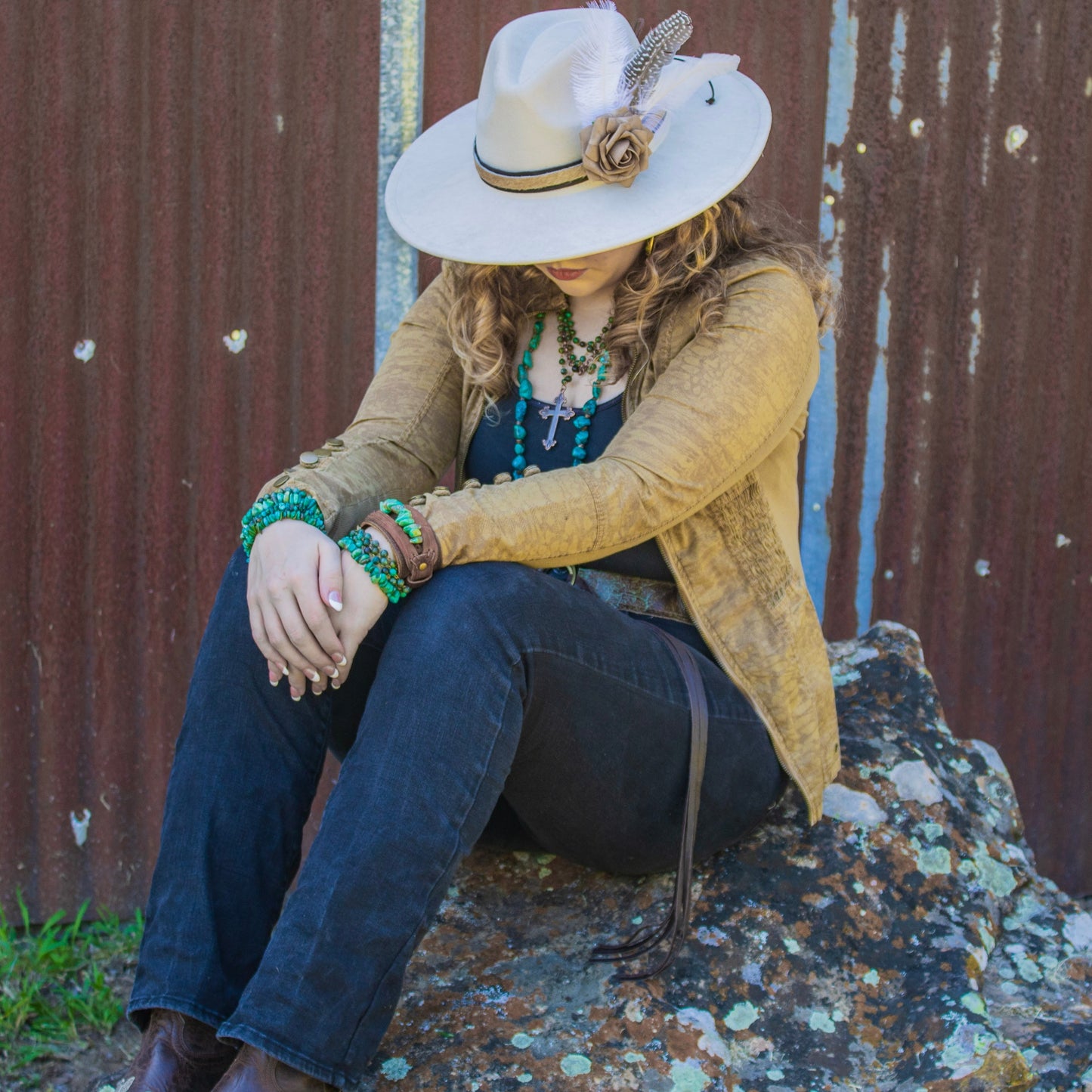 Chunky Genuine Natural Turquoise Beaded Bracelet 802b