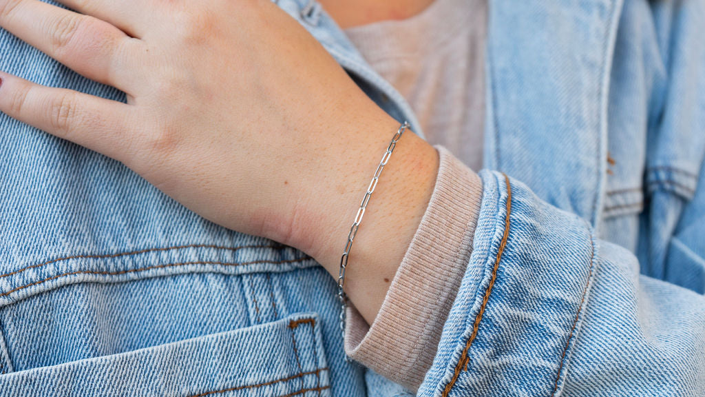 Luxe Silver Delicate Paper Clip Bracelet