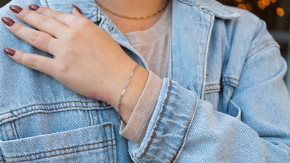 Luxe Silver Delicate Paper Clip Bracelet