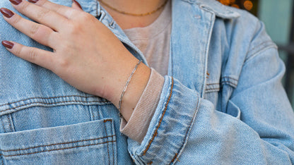 Luxe Silver Delicate Paper Clip Bracelet