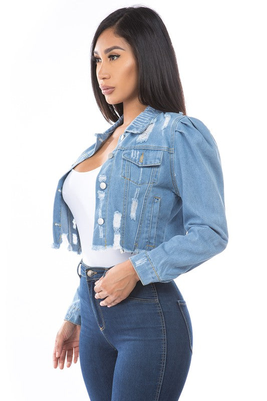 WOMEN FASHION DENIM CROP JACKET