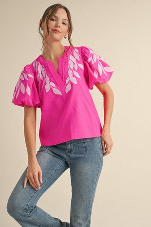 Pink Ivy Embroidered Blouse