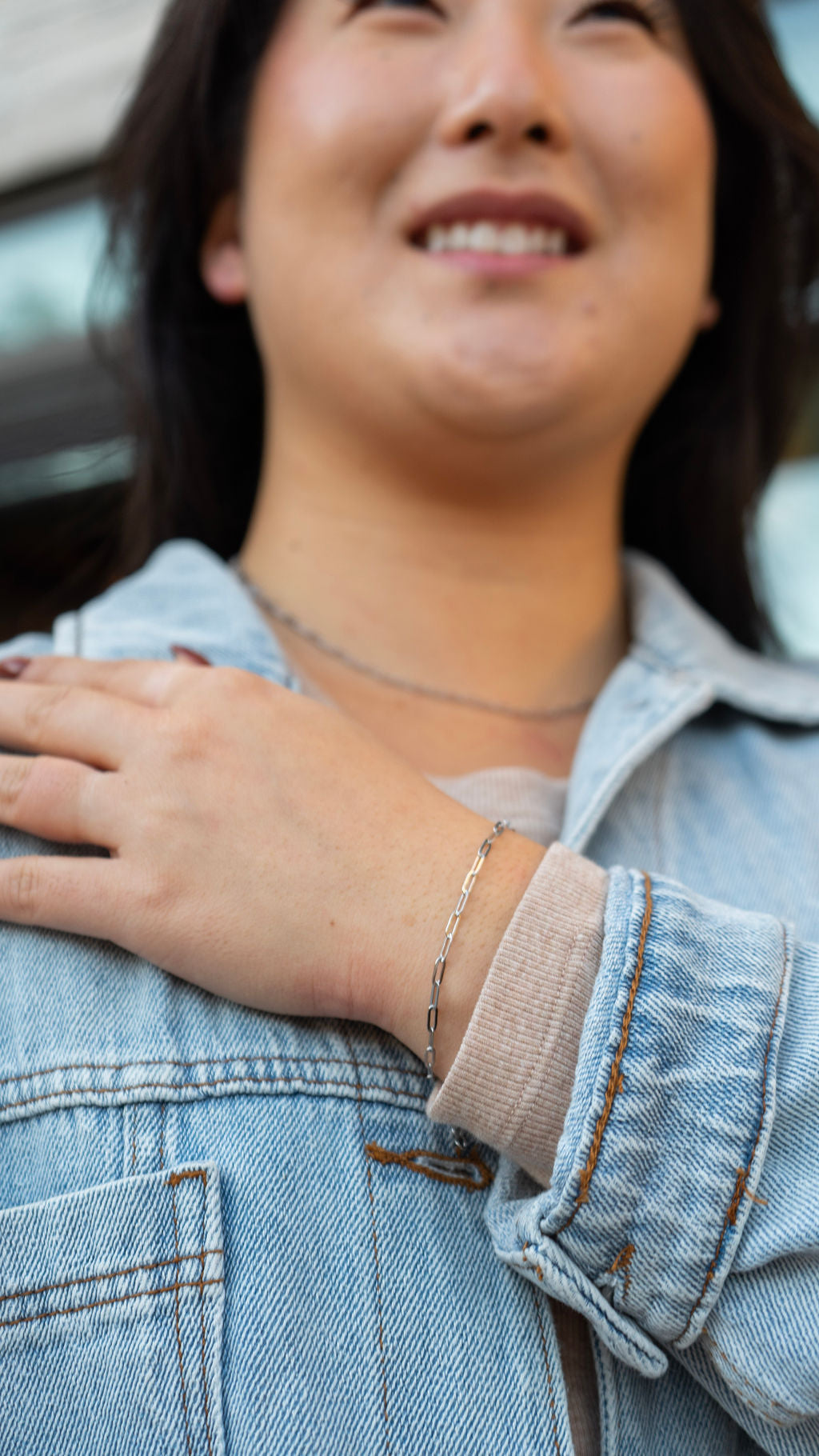 Luxe Silver Delicate Paper Clip Bracelet