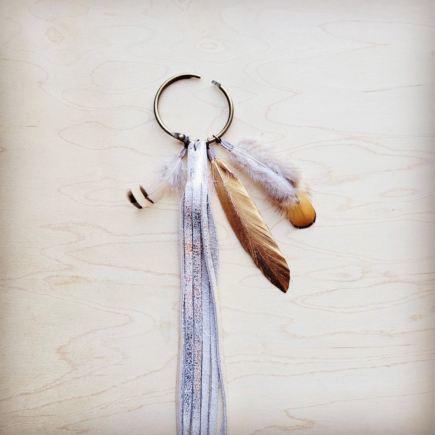 Boho Western Boot Bling Charm with Leather Fringe 500b