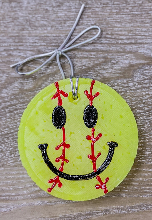 Softball Smiley Car Freshie