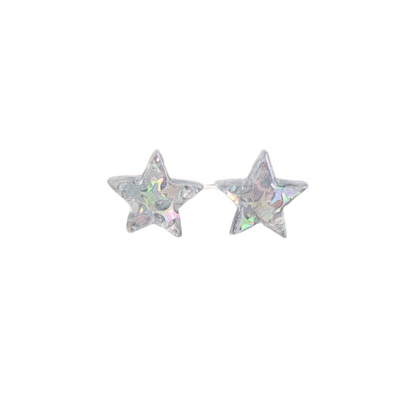 Star Studs - Silver Glitter