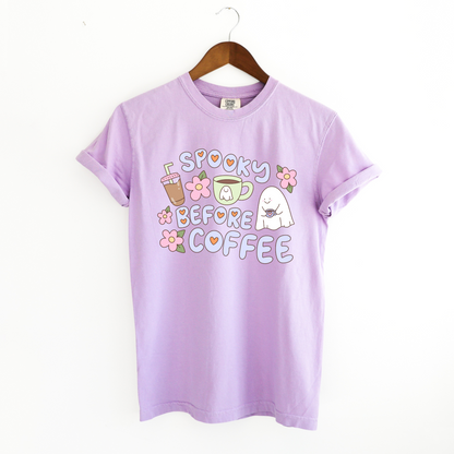 Spooky Before Coffee Oversized Adult Tee