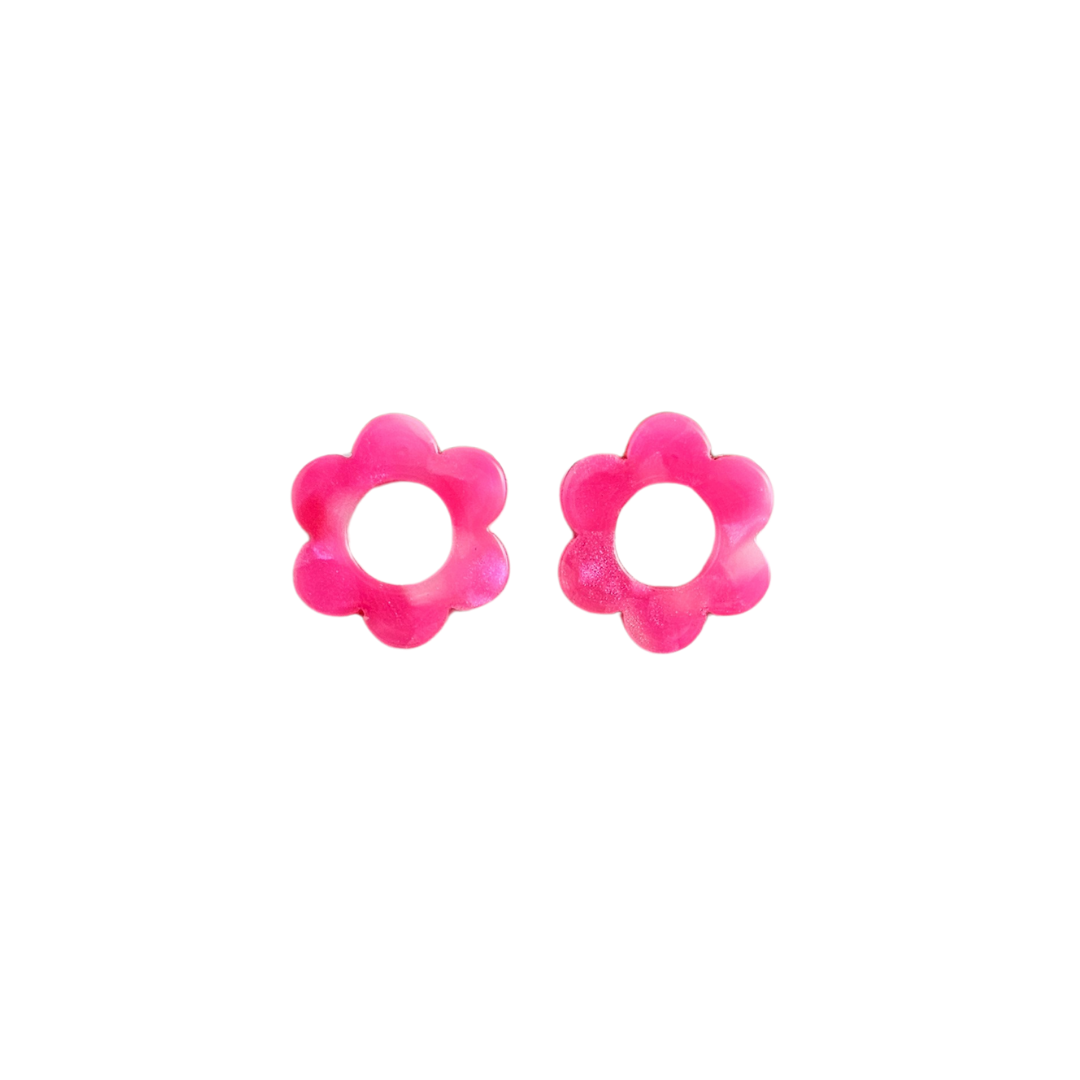 Flower Studs - Hot pink