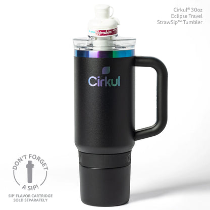 Cirkul 30oz Travel StrawSip Double-Wall Insulated Stainless Steel Tumbler with Handle, Azure Shimmer (Light Teal Sparkle)