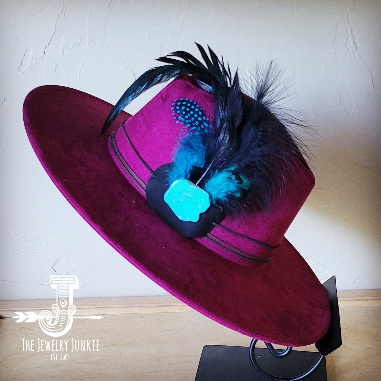 Boho Western Felt Hat w/ Choice of Hatband- Plum 990b