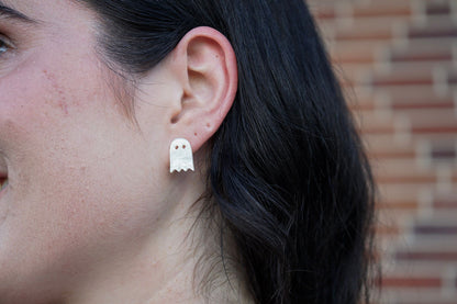 Mini Ghost Studs - White Shimmer